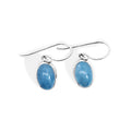 Sterling Silver Oval Bezel Set Aquamarine Drop Earring