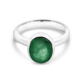 Sterling Silver Oval Bezel Set Emerald Ring
