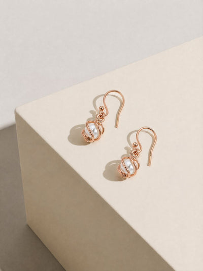 9ct Rose Gold Freshwater Pearl Drop Earrings - alternate