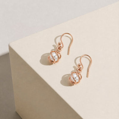 9ct Rose Gold Freshwater Pearl Drop Earrings - alternate