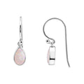 Sterling Silver Pear Shape Solid White Opal Drop Earrings