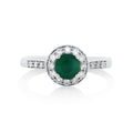 9ct White Gold Emerald & Diamond Halo Set Ring