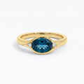 9ct Yellow Gold London Blue Topaz & Lab Grown Diamond Ring
