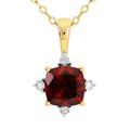 9ct Yellow Gold Garnet & Diamond Set Pendant