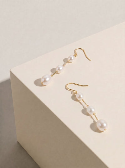 9ct Yellow Gold Ida Freshwater Pearl Drop Earrings - alternate