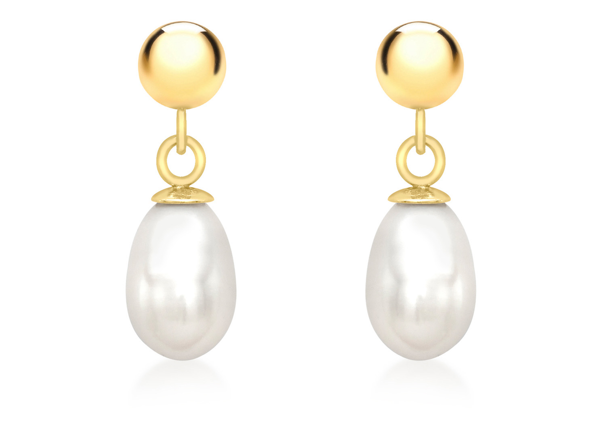 9ct Yellow Gold Freshwater Pearl Drop Earrings