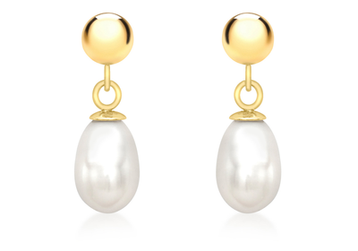 9ct Yellow Gold Freshwater Pearl Drop Earrings