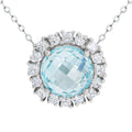 9ct White Gold Blue Swarovski & Cubic Zirconia Pendant