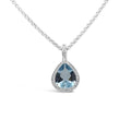 9ct White Gold Teardrop Aquamarine With Diamond Halo And Bail