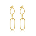 9ct Yellow Gold Oval & Paperclip Link Drop Earrings