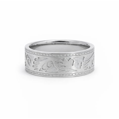 Stainless Steel Men's Embossed Wedding Ring