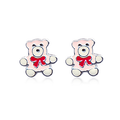 Sterling Silver Pink Enamel Bear Earrings