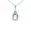 9ct White Gold Green Amethyst And Diamond Pendant