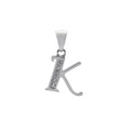 Sterling Silver Block Letter K With Cubic Zirconia