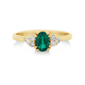 9ct Yellow Gold Oval Biron Emerald And Diamond Ring