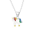 Sterling Silver Rainbow Enamel Unicorn Necklace