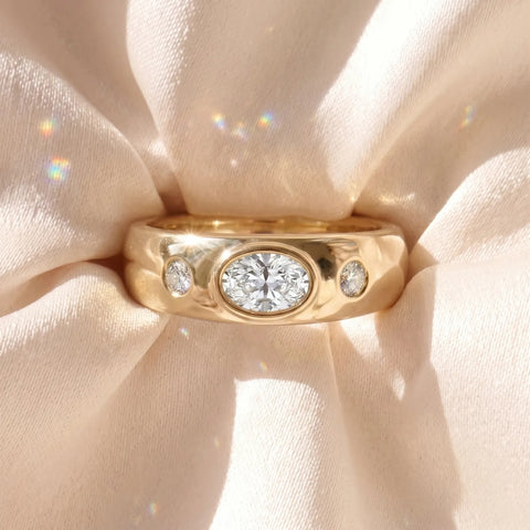 9ct Yellow Gold Oval Lab Grown Diamond Ring - alternate view