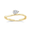 9ct Yellow Gold Pear Shape Lab Grown Offset Diamond Ring