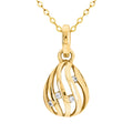 9ct Yellow Gold Teardrop Pendant With Cubic Zirconia Accents