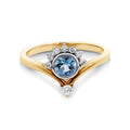9ct Yellow Gold Round Aquamarine And Diamond Ring