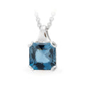 9ct White Gold Square Cut London Blue Topaz Pendant