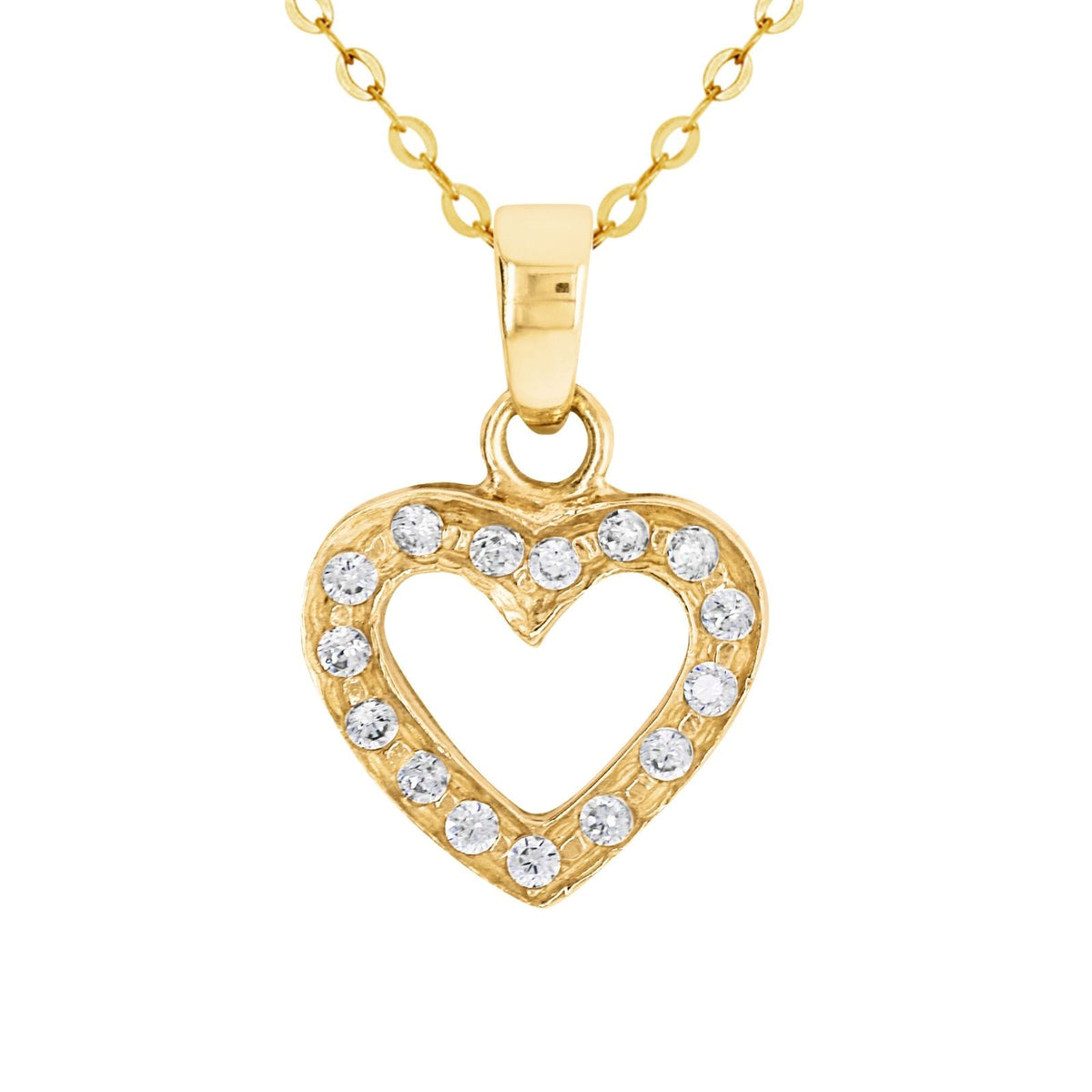 9ct Yellow Gold CZ Heart Pendant