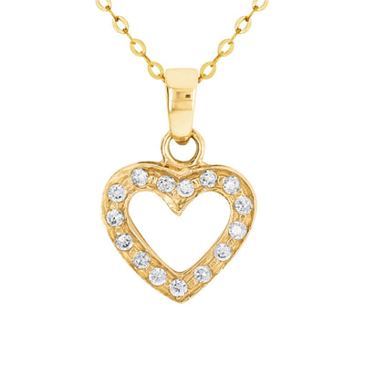 9ct Yellow Gold CZ Heart Pendant