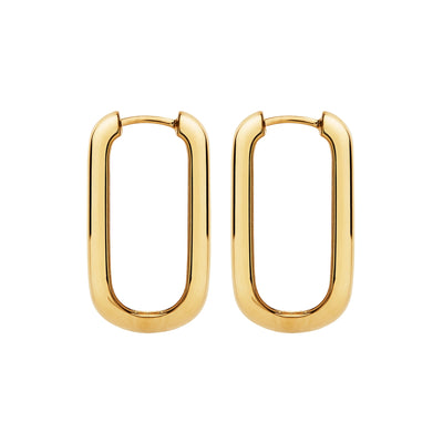 Najo Gold Plated Plain Rectangular Huggie Earrings - alternate