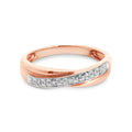 9ct Rose Gold Diamond Cross Over Ring