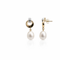 9ct Two Tone Freshwater Pearl Drop Earrings
