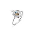 Sterling Silver Labradorite Set Antique Style Ring