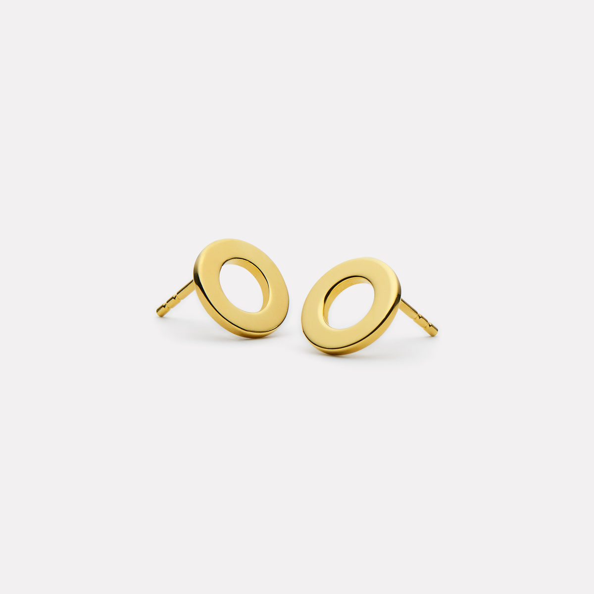 Najo Sola Gold Plated Circle Stud Earrings