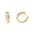 9ct Yellow Gold Diamond And Polished Small Huggie Earrings