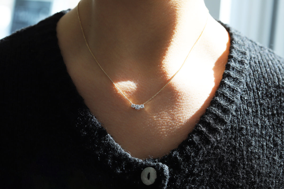 9ct Yellow Gold Lab Grown Diamond Trilogy Necklace