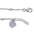 Sterling Silver Cable Chain Anklet With Beads & Cubic Zirconia Hanging Heart