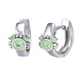 Sterling Silver Huggies With Green Enamel Crab