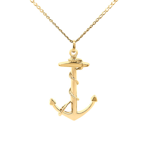9ct Yellow Gold Large Anchor Pendant - alternate view