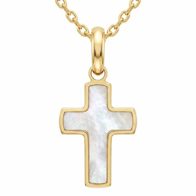 9ct Yellow Gold Mother Of Pearl Cross