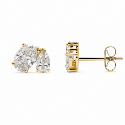 9ct Yellow Gold Oval & Pear Lab Grown Diamond Earrings