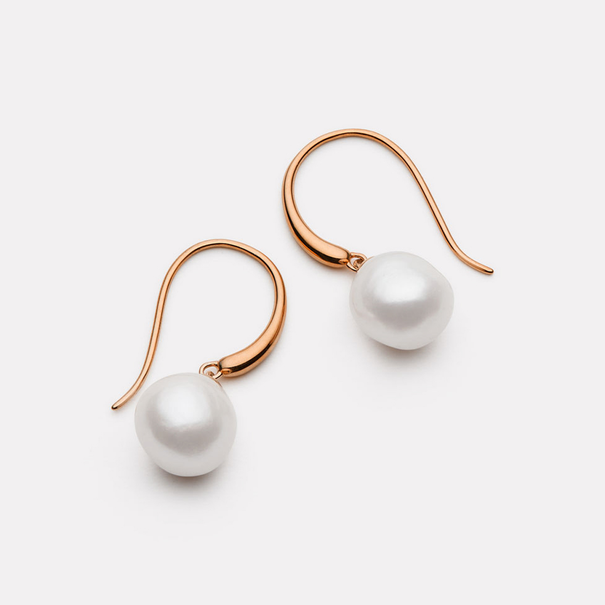 Najo Ocean Glow Rose Gold Plated Freshwater Pearl Drop Earrings