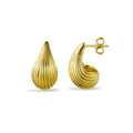 Yellow Gold Plated Shell Detail Teardrop Stud Earrings