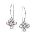 9ct White Gold Australian Pink Diamond Drop Earrings