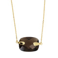 9ct Yellow Gold Rectangular Smokey Quartz Necklace