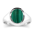 Gents Sterling Silver Oval Malachite Signet Ring