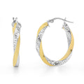 9ct Two Tone Oval Twist Hoops