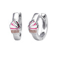 Sterling Silver Huggies With Enamel Cup Cake