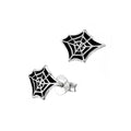 Sterling Silver Enamel Spider Web Stud Earrimgs