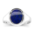 Gents Sterling Silver Oval Lapis Signet Ring