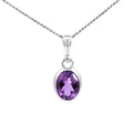 Sterling Silver Oval Amethyst Bezel Set Pendant