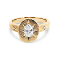 9ct Yellow Gold Oval Lab Grown Diamond Signet Ring Wih Matte Brushed Finished